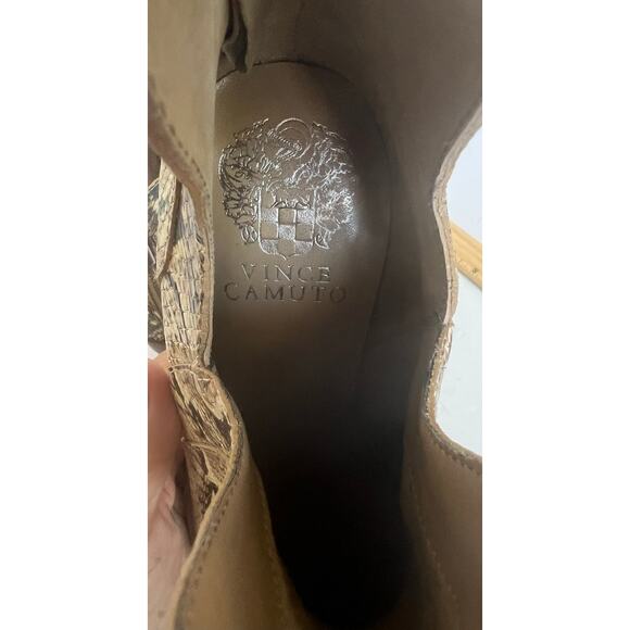 Vince Camuto Western Leather Snake Print Block Heel Pointy Toe Bootie 7.5M - Picture 9 of 10